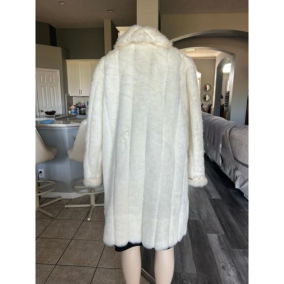 Scandinavian Faux Fur Coat Ivory Long PlushVintage Made in USA Size L boujee fit - Picture 4 of 6
